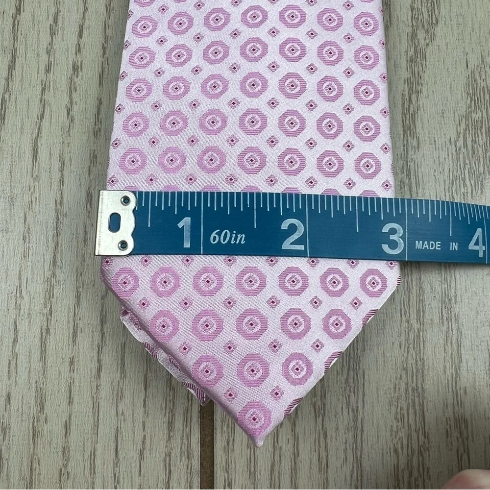 503 - Calvin Klein Tie Pink Hexagon CK21100021 Silk Blend MSRP $69.50